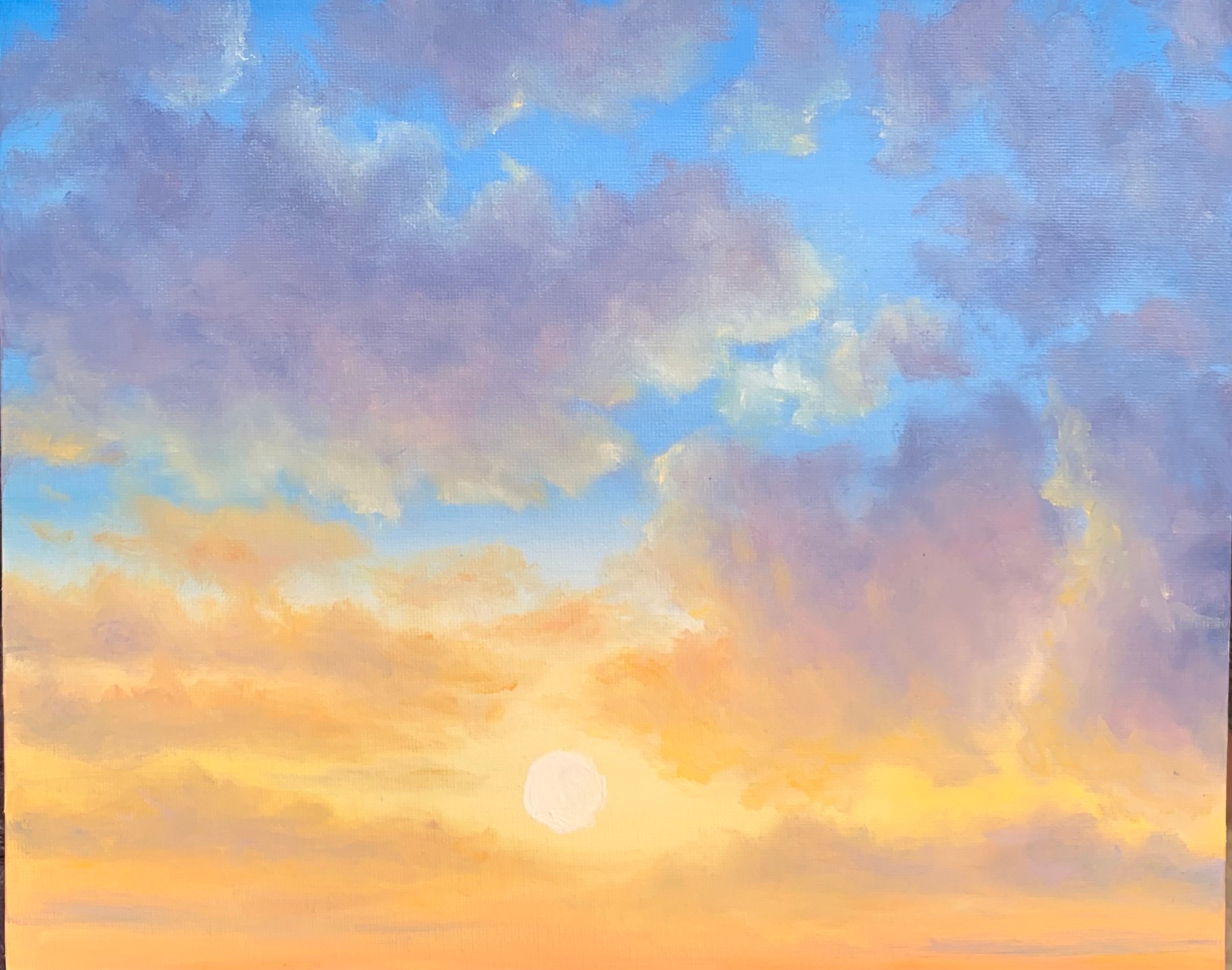 夕焼けの油彩画 金色フレーム付き 夕焼けの油彩画 金色フレーム付き 【公式通販】