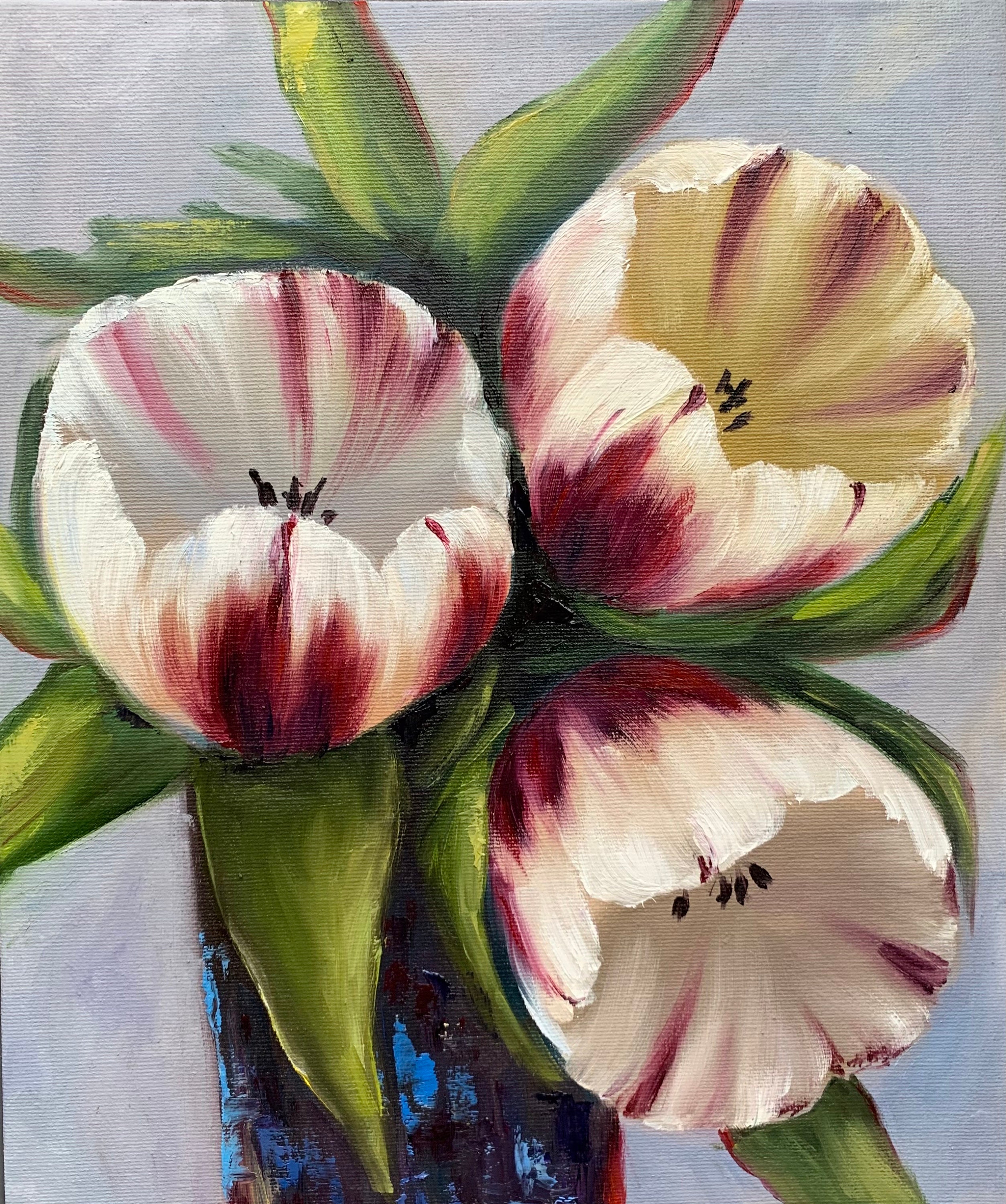 オリジナルチューリップ油絵｜春の花、ホームデコレーション（25 x 30
