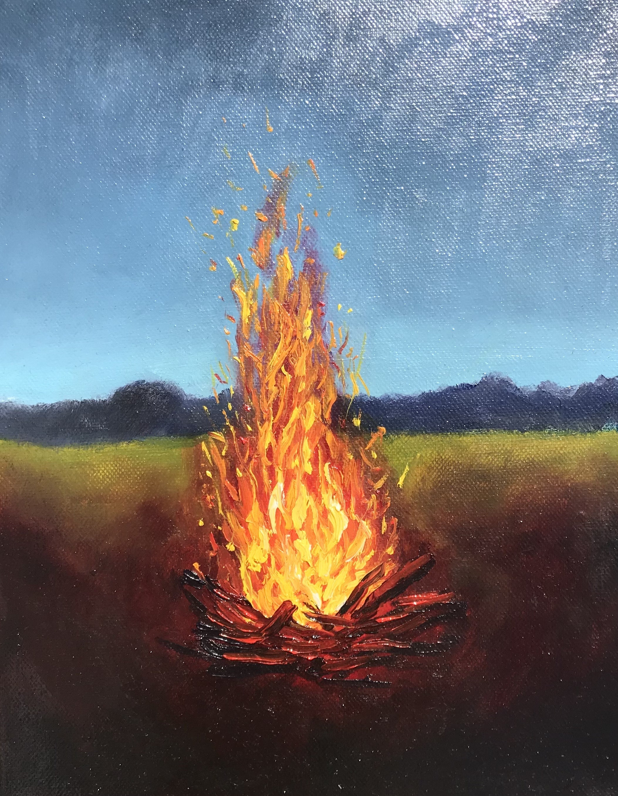 絵画  PARTY FIRE Original Burning Match Oil Painting | Cozy Home Decor (24x30cm) - Etsy