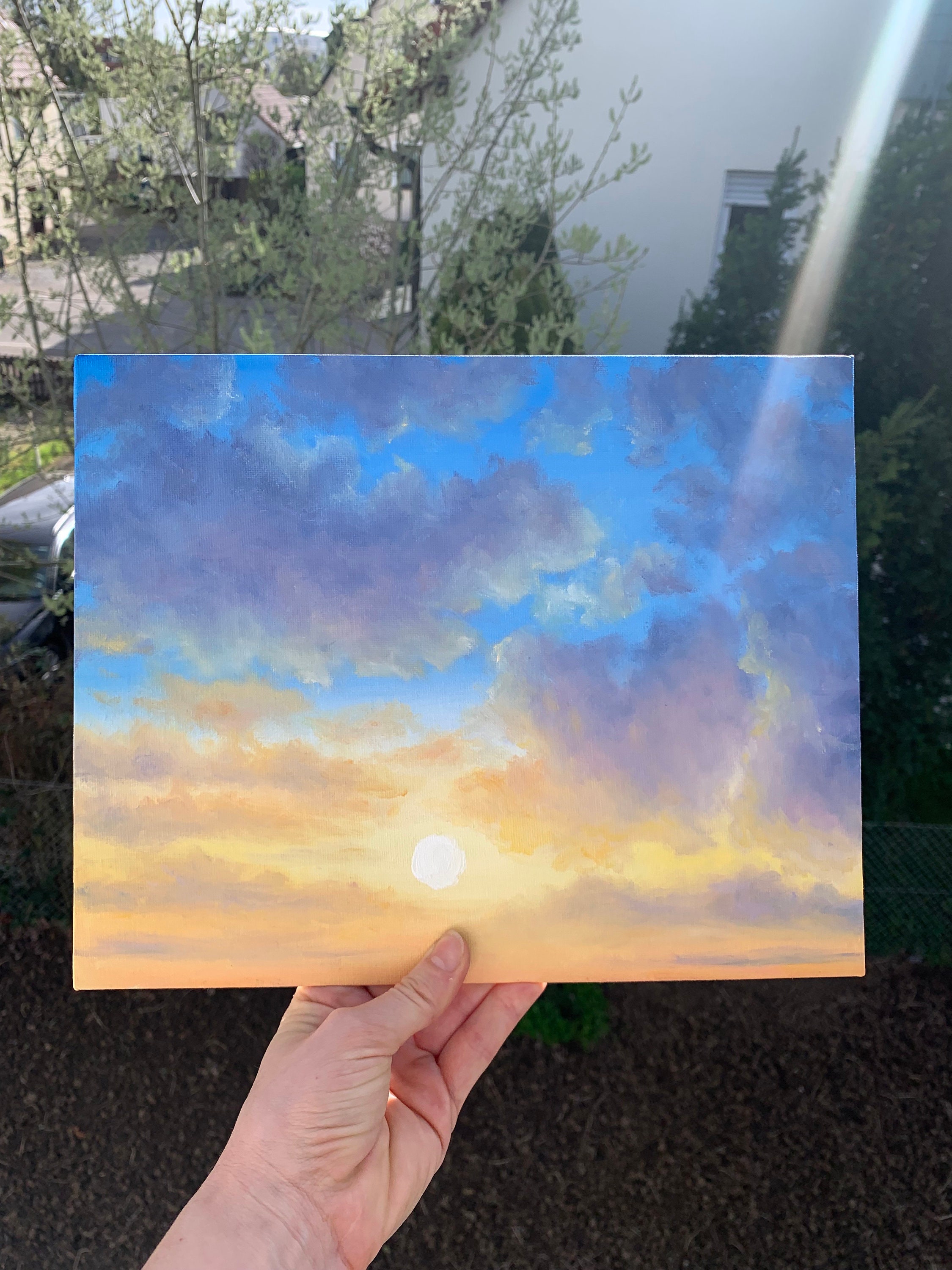 夕焼け雲のオリジナル油絵｜夏の空のアート（30 x 24 cm） - Etsy 日本