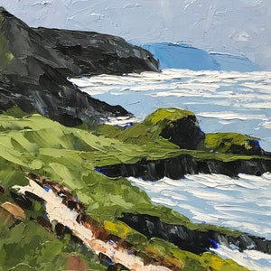 Pintura a óleo original | pintura com faca | mar | natureza | pintura com faca de paisagem | mar pintado com faca | acessórios para casa | decoração para casa | pastel