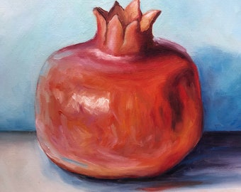 Oil painting | pomegranate | oil painted pomegranate | fruits | red fruits | home accessories | home decor | artwork | handmade | art|