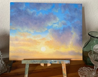夕焼け雲のオリジナル油絵｜夏の空のアート（30 x 24 cm） - Etsy 日本