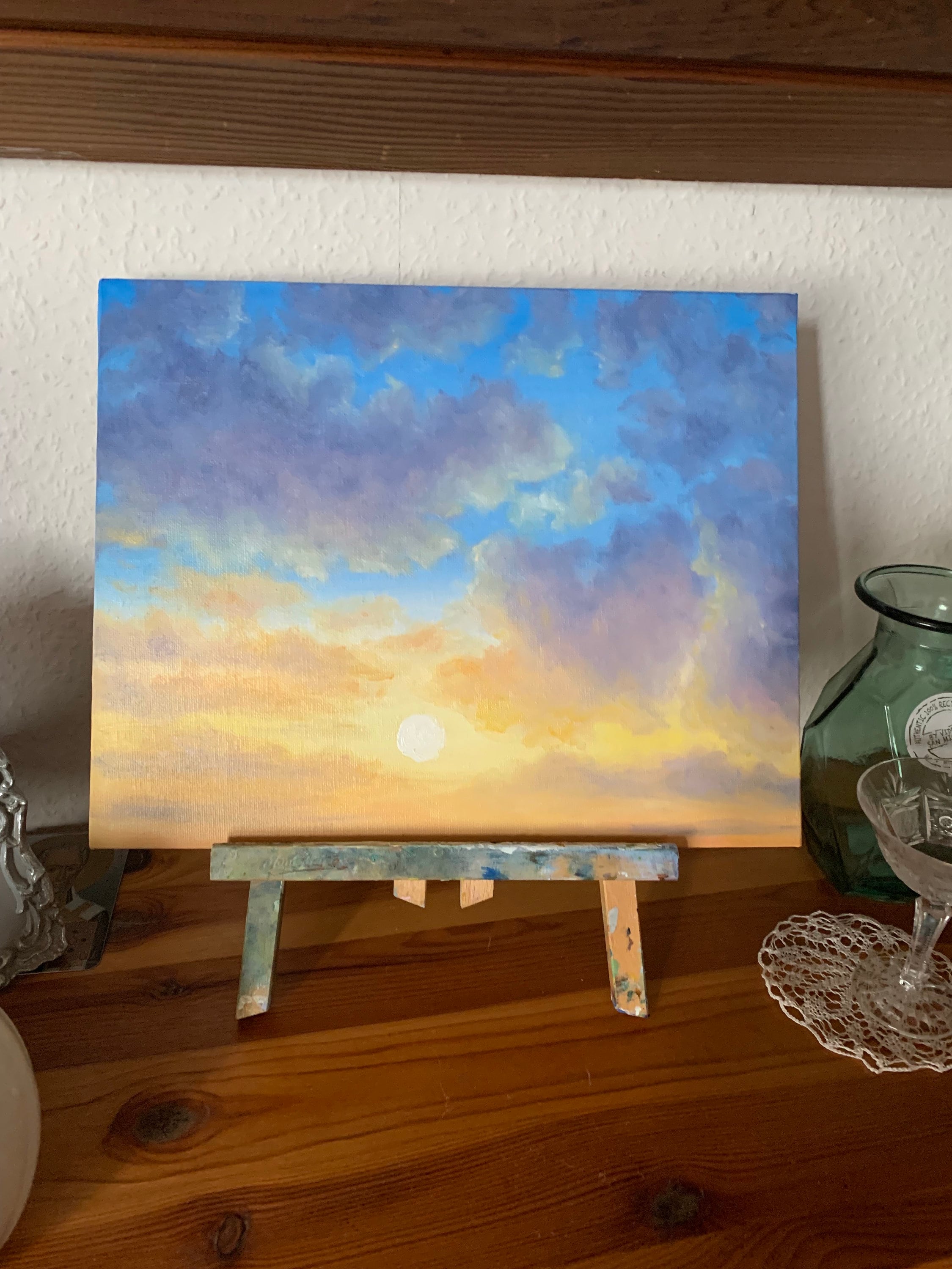夕焼け雲のオリジナル油絵｜夏の空のアート（30 x 24 cm） - Etsy 日本