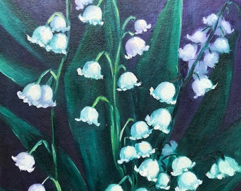 Oil painting original | lilies of the valley flowers | oil painted flowers | spring| spring flowers| artwork | handmade |