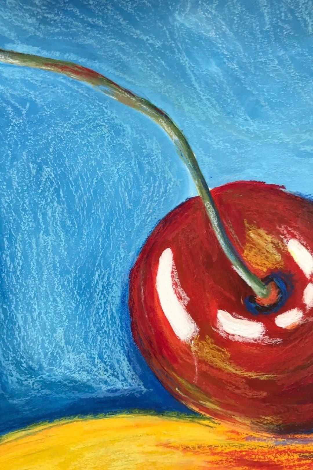 Gouache and Oil Pastels Painting Original Cherry Fruits Etsy