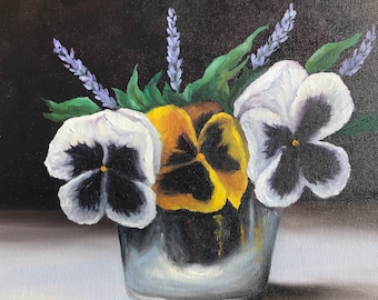 Original Pansy Oil Painting | Floral Still Life, 30x30cm
