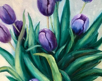 Oil painting tulips | bouquet | flowers | oil painted flowers | oil painted tulips | bouquet | home accessories | home decor | still life