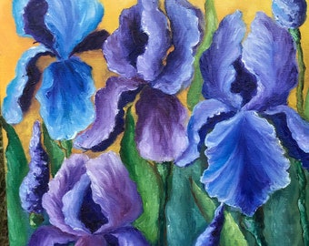 Oil painting original | iris | home decor | colorful painting | Spring flowers |home decor | artwork | flowers | oil painted iris |handmade|