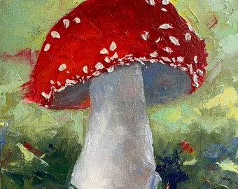 Original Fliegenpilz Öl Gemälde | Waldpilz Art