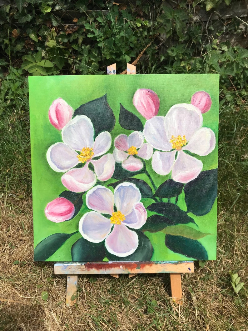 Original Apple Blossom Oil Painting | Spring Floral Artwork - Etsy