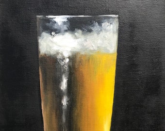 Oil painting glass | oil painted glass of Bier| hand made | painting | kitchen decor | beautiful present | bier | handcrafted gift | glass