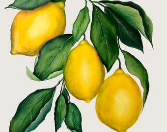 Lemons / Print design / digital artwork / home wall decor/prints/ Digital prints / wall hangings/ Kitchen decor/ lemons painting