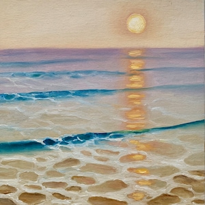 Oil painting original | landscape | nature | sunrise on the sea| oil painted sunrise | morning | sea | handmade | handcrafted gift | artwork