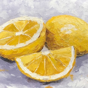 Oil painting original | lemon | oil painted lemons | citrus | yellow fruits | home wall  decor | knife painting | handmade | kitchen decor |