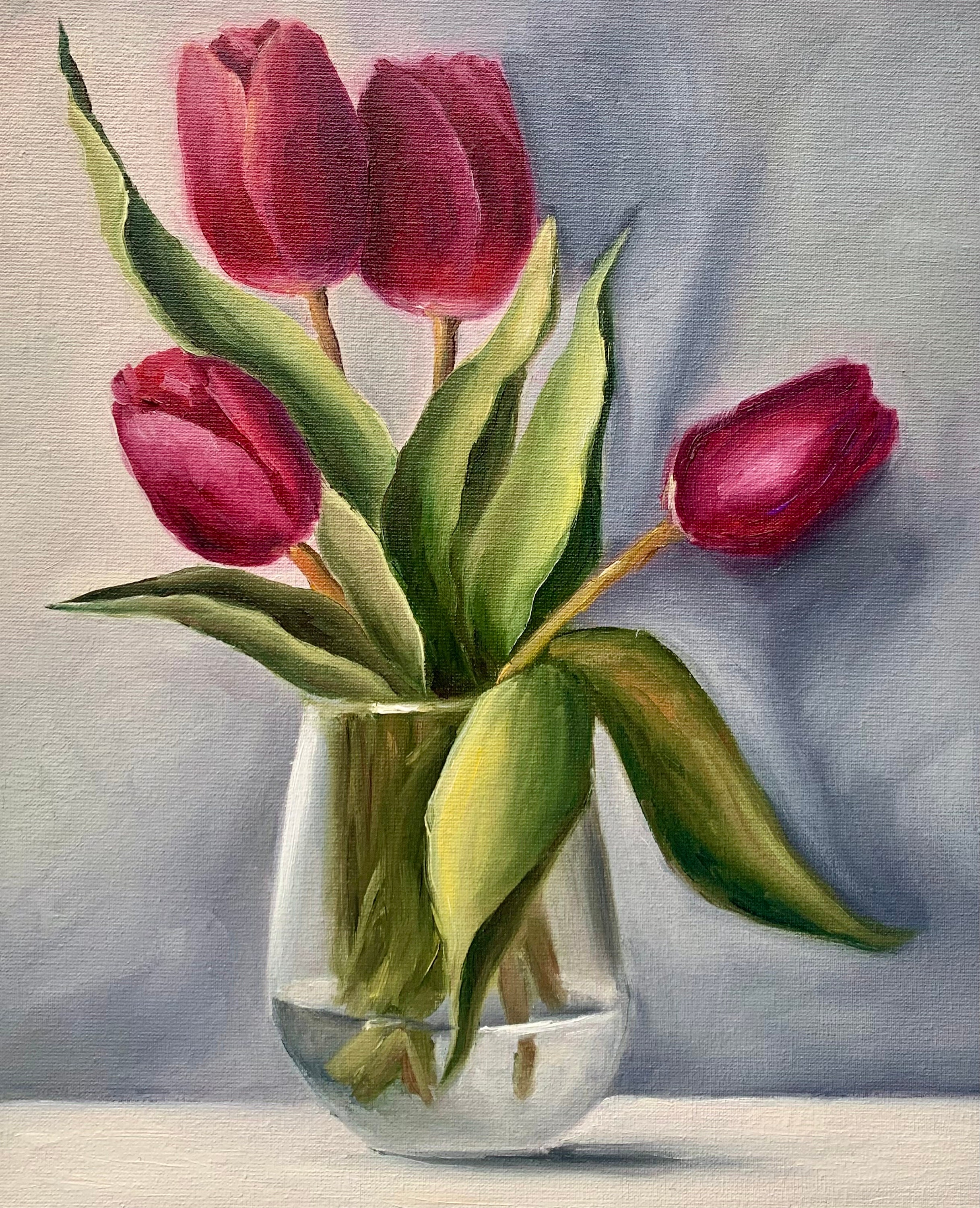 Original Red Tulips Oil Painting | Floral Still Life Art - Etsy