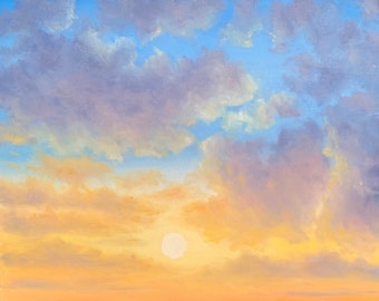 夕焼け雲のオリジナル油絵｜夏の空のアート（30 x 24 cm） - Etsy 日本