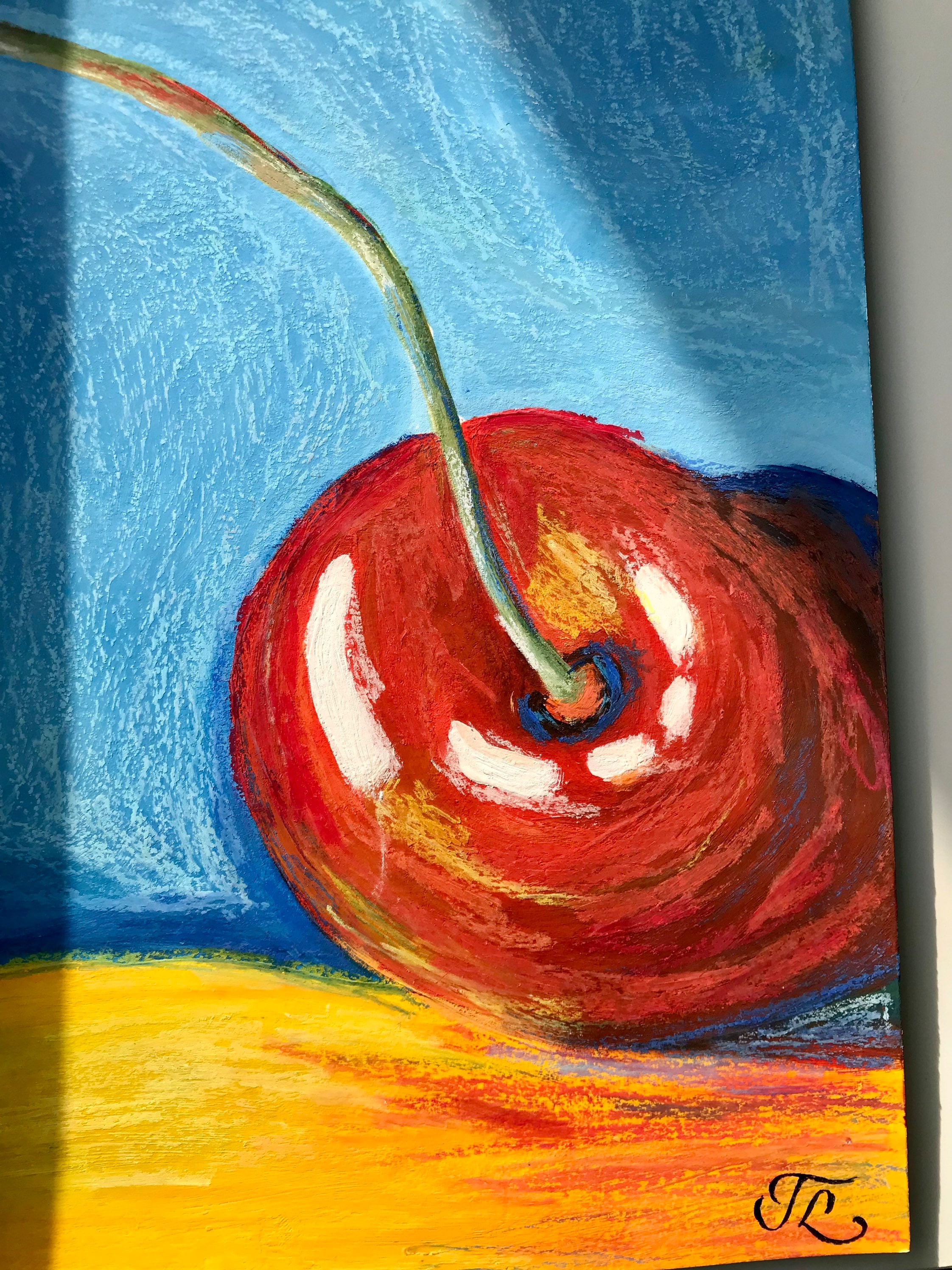 Gouache and Oil Pastels Painting Original Cherry Fruits Etsy