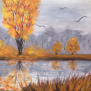 Origineel plakkaatverf| natuur | bomen| parkeren | landschap | herfst | woonaccessoires | bos | kunstwerk | kunst | plakkaatverf | handgemaakt |