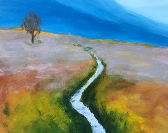 Original Gouache Painting | Autumn Landscape Artwork (21x28.5 cm)