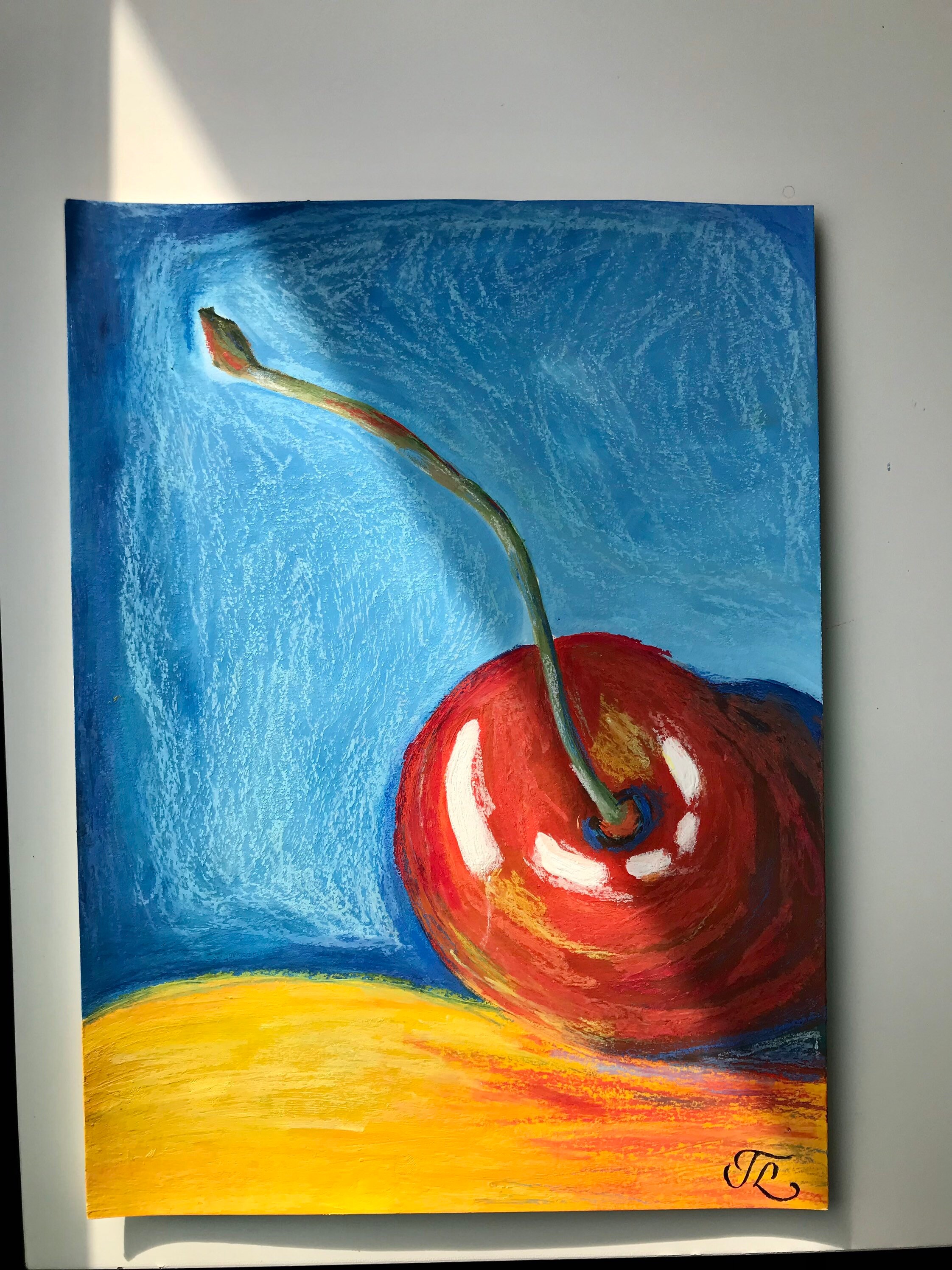 Gouache and Oil Pastels Painting Original Cherry Fruits Etsy