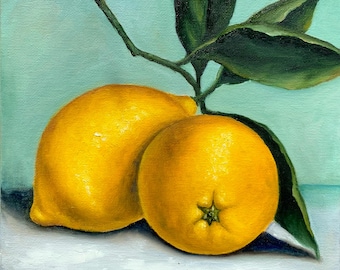 Original Lemon Oil Painting | Kitchen Still Life Art