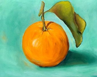 Oil painting | orange | oil painted orange | fruits | yellow fruits | home accessories | home decor | artwork | handmade | art | citrus