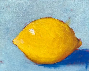 Original Lemon Oil Painting | Still Life Citrus Kitchen Decor