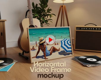 Video Mockup: Rahmen Horizontal, Landschaft Wand Kunst Poster Präsentation PSD Vorlage (Digitaler Download)