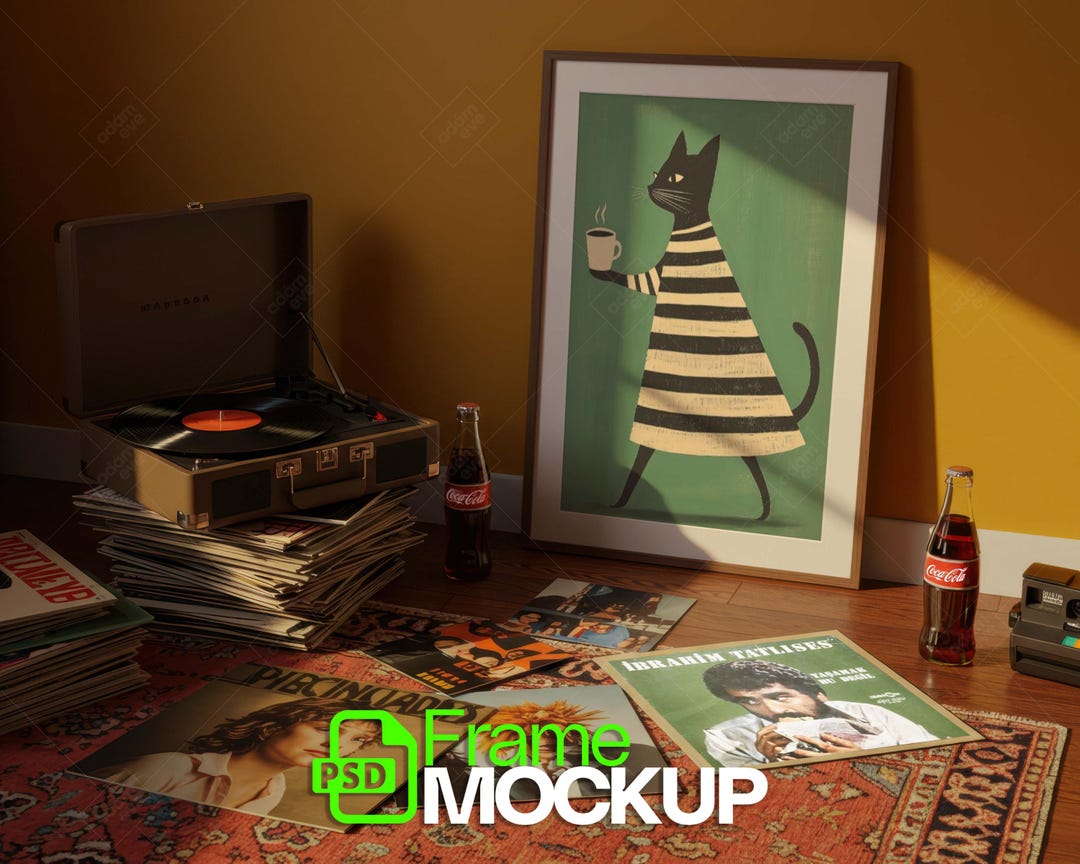 Retro Poster Frame Mockup, Mid-century Decor (PSD) - Etsy