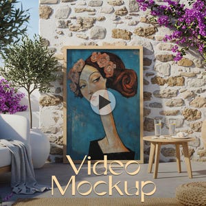 PSD Video Mockup for Wall Art - Animated Frame Video Mockup - Vertical Frame Video Mockup - 3 Scene 15 Second Video Photoshop Template