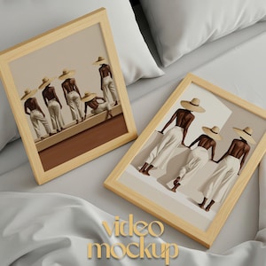 Bedroom Frame Video Mockup – Interior Animated Frame Video Mockup - Vertical Wall Art Poster Video Mockup, Frame Video Mockup PSD Template