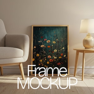 Living Room Poster Frame Mockup: Modern Scandinavian Scene Frame Mockup (PSD, Digital Download)
