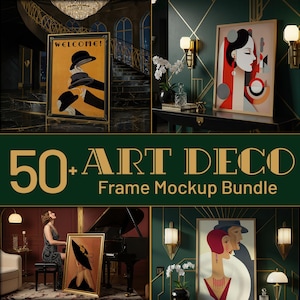 50 Art Deco Interior PSD Rahmen Mockup Bundle - Wandkunst PSD Poster Mockups