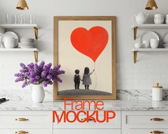 Kitchen Frame Mockup: A2 A3 A4 Poster Display (PSD)
