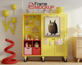 子供部屋用フレームモックアップ：保育園のアートディスプレイ（PSD & JPG デジタルダウンロード）