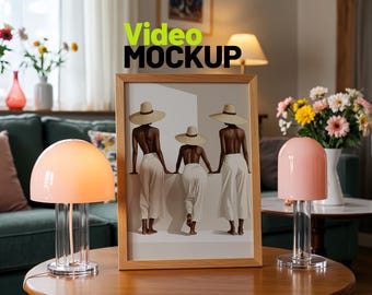 Poster Video Mockup: Vertical Frame Boho Interior 3 Scene PSD (Digital Download)