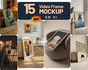 Pacchetto di mockup di fotogrammi video: mockup di 15 poster animati per modelli PSD di storie di cortometraggi Reels