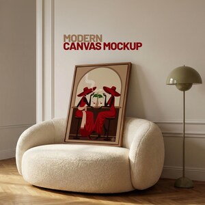 Vertikaler Leinwandrahmen, Mockup für Mid Century-Kunst (Digitaler Download)