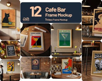 Cafe and Bar Frame Mockup Set – Art Prints and Posters (PSD, JPG)