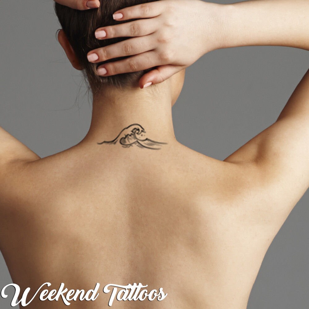 Tatodays Hawaiian Black Simple Tribal Sea Surfer Wave Turtles Etsy