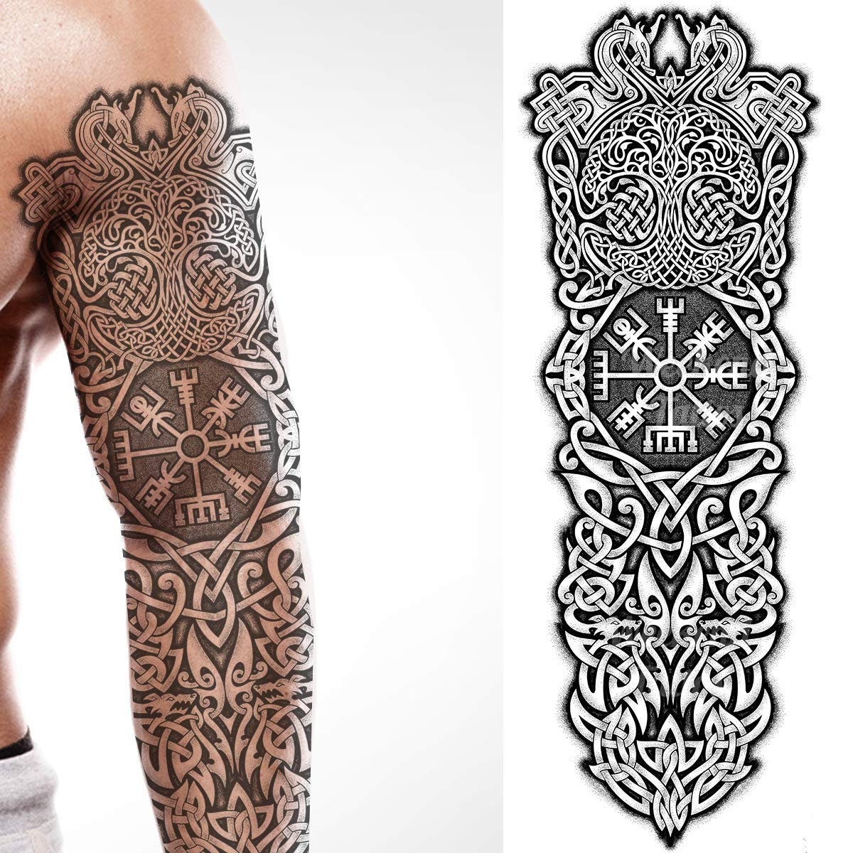 Nordique Tatouage Viking Avant Bras Tatodays® Tatouage temporaire autocollant plein bras Viking - Etsy France