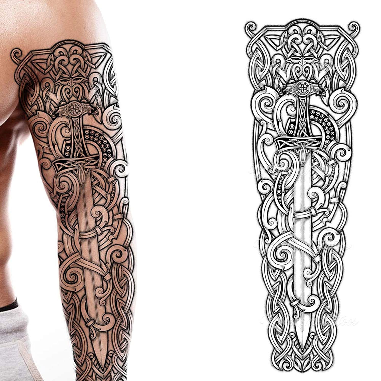 Tatodays® Temporary Tattoo Full Arm Viking Sword Celtic Body - Etsy Norway Tatodays® Temporary Tattoo Full Arm Viking Sword Celtic Body - Etsy Norway