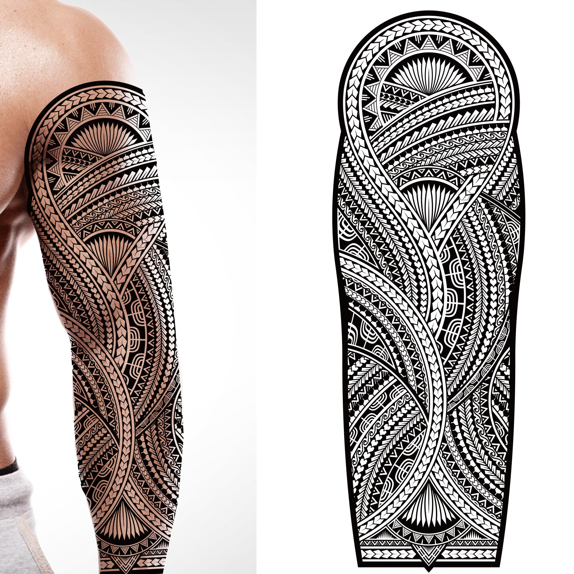 Tatouage Bras Complet Homme Tatodays ® Tatouage temporaire bras complet Noir Tribal - Etsy Canada