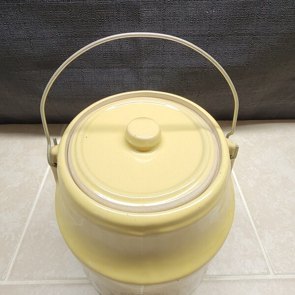 Monmouth Stoneware Cookie Jar with Lid/Wire Handle, Stoneware Crock, Farmhouse Cookie Jar/Storage Container