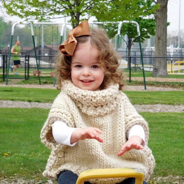 turtleneck poncho / hand knit /  size 2T (2 years)