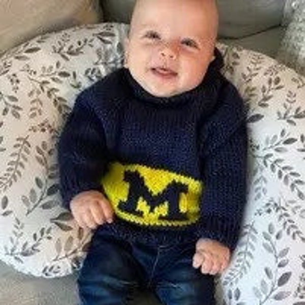 zip-up-the-back / hooded sweater (6 mo. & 9 mo. include matching booties) / University of Michigan / U of M / Wolverines