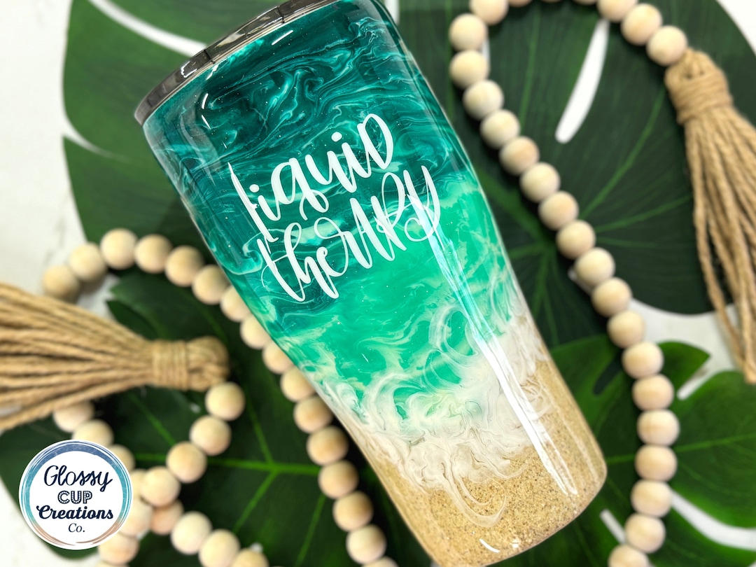 Glitter Beach Tumbler Liquid Therapy 30oz Stainless Steel Etsy