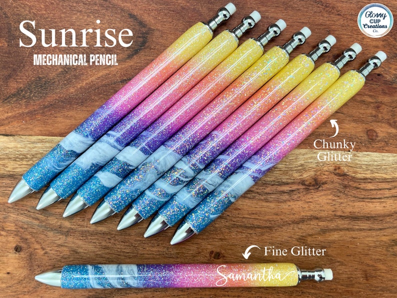 Glitter Mechanical Pencils Custom Stainless Steel Pencils Etsy