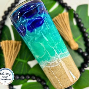 Blank Beach Tumbler, Life is Better at the Beach, Tropical Hawaii Inspired, Ocean Cup, Vacation, Honeymoon, Gift, Made w. REAL SAND